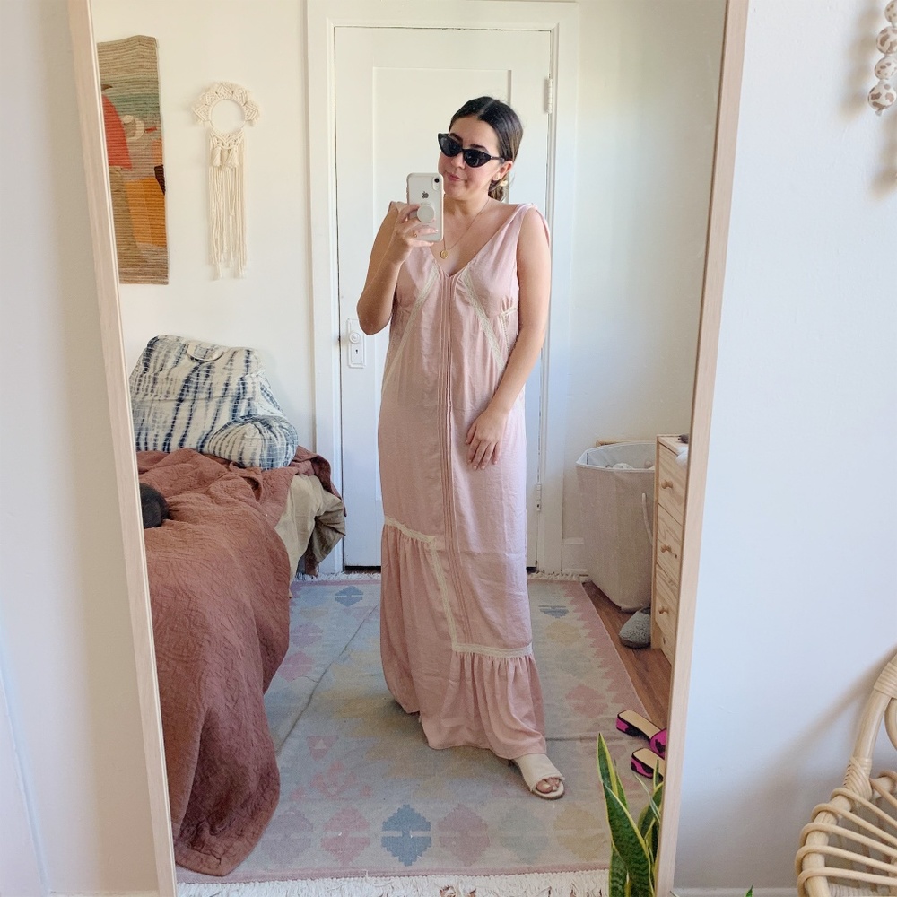NWT! Lace Inset Tie-Shoulder Maxi Dress